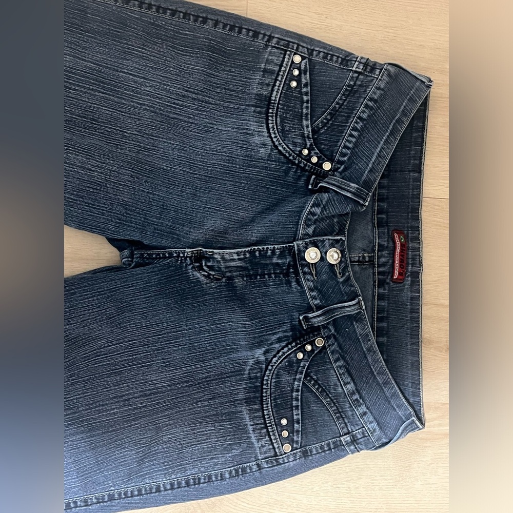 Dark Blue Women's Jeans with Studded Pockets